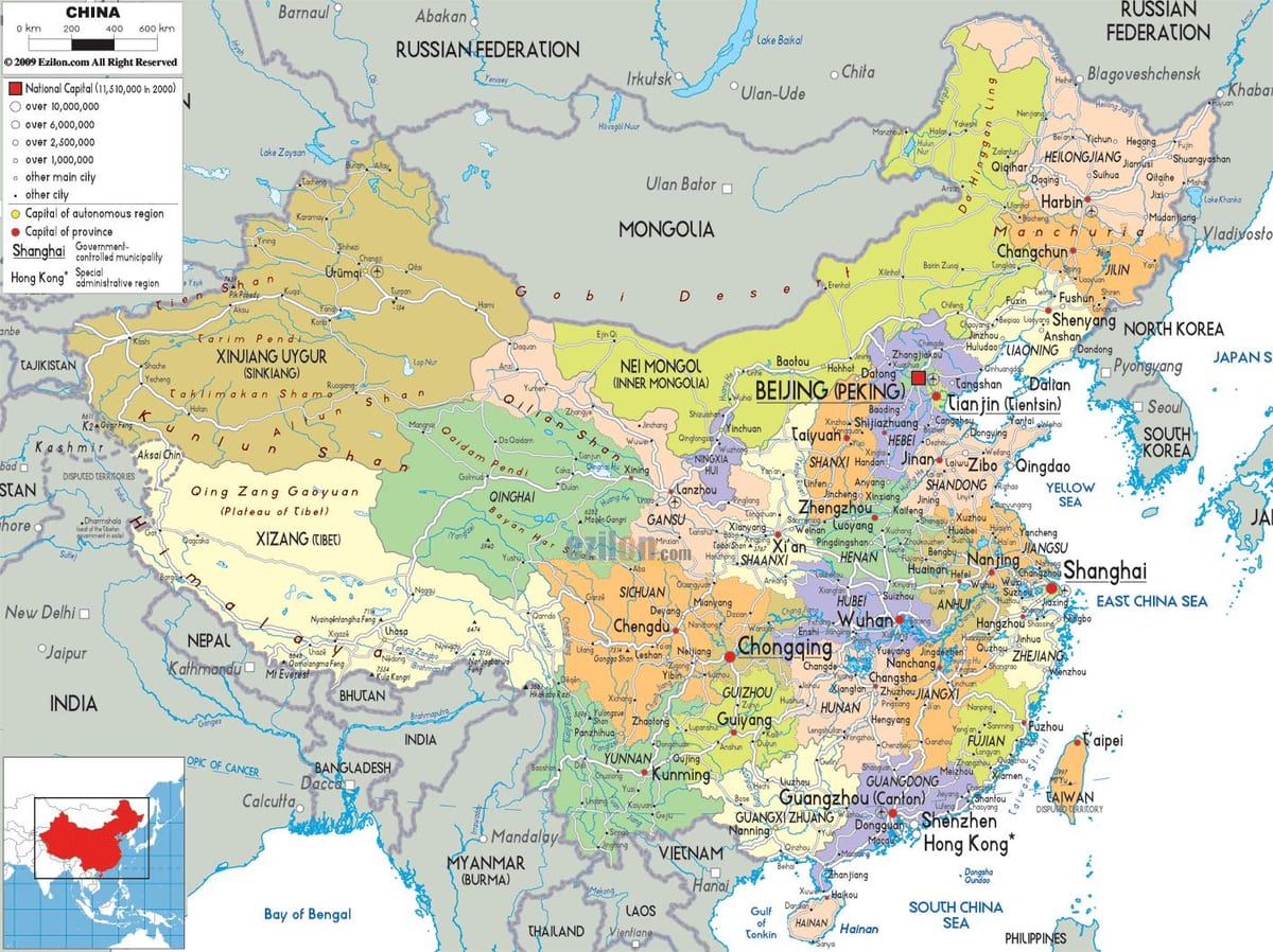 राजनीतिक चीन के नक्शे