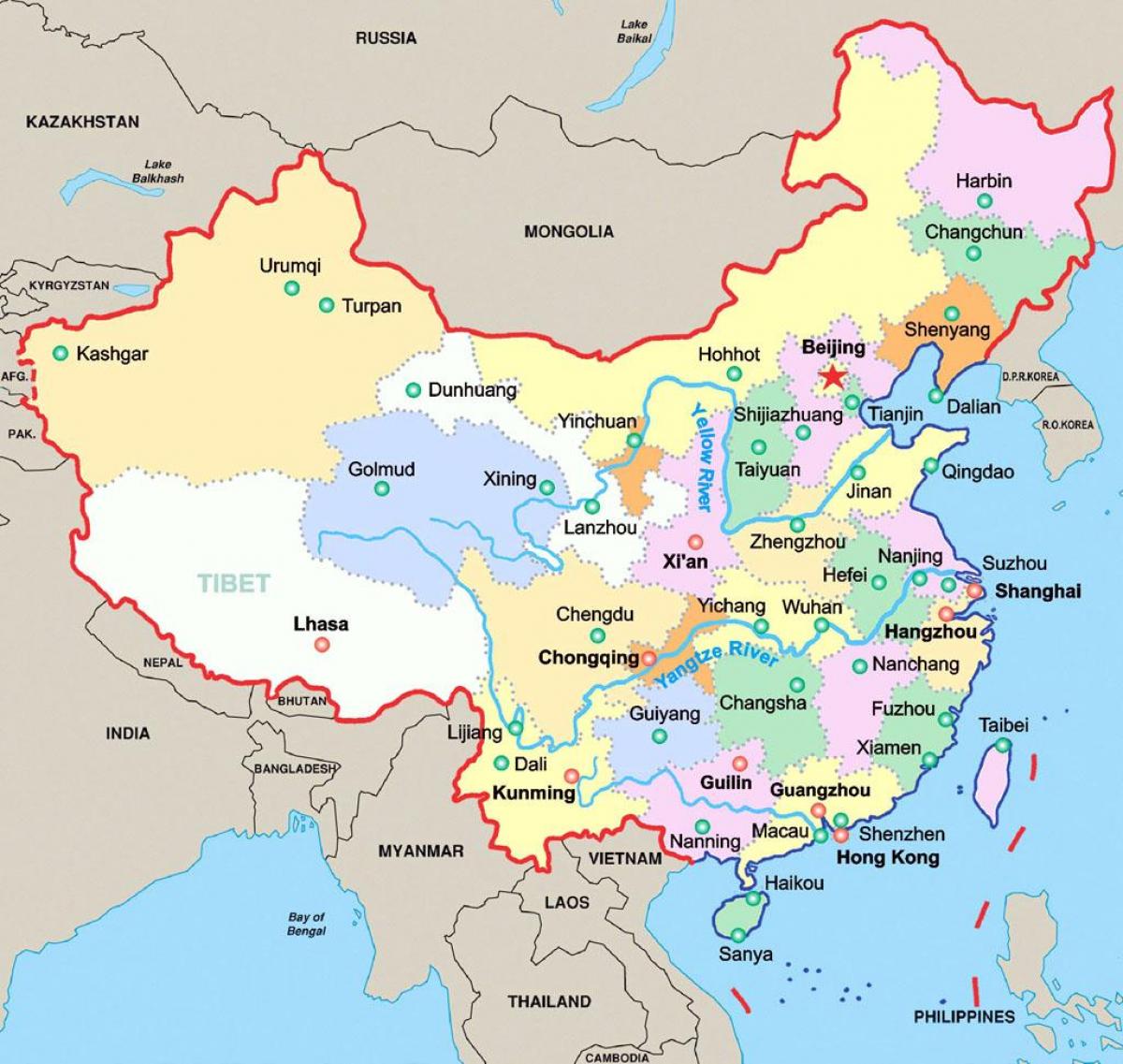 चीन मानचित्र पर
