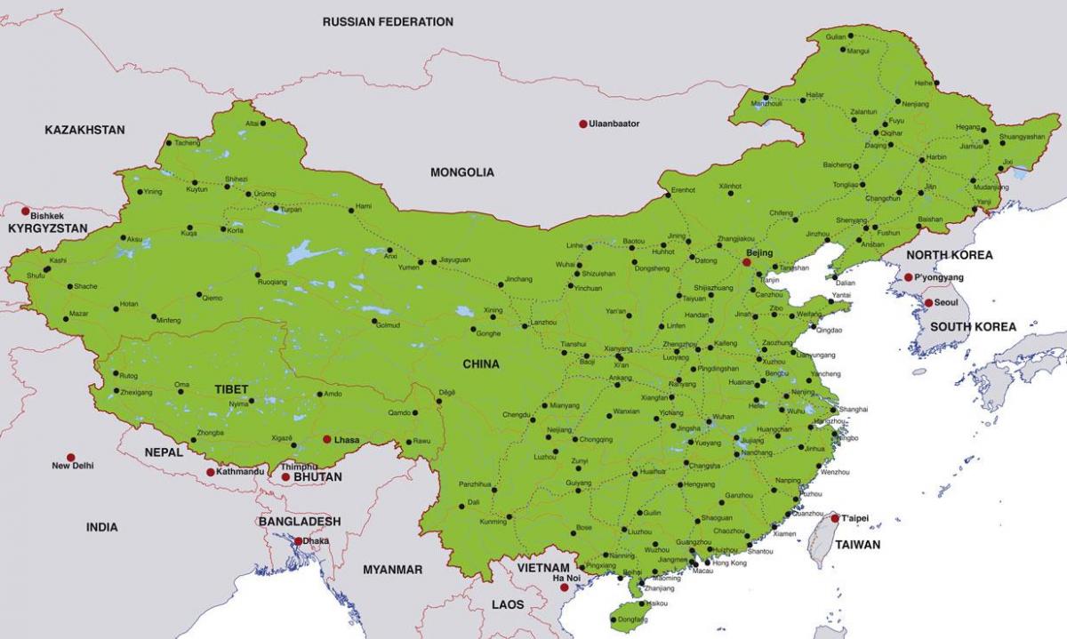 चीन नक्शा शहरों