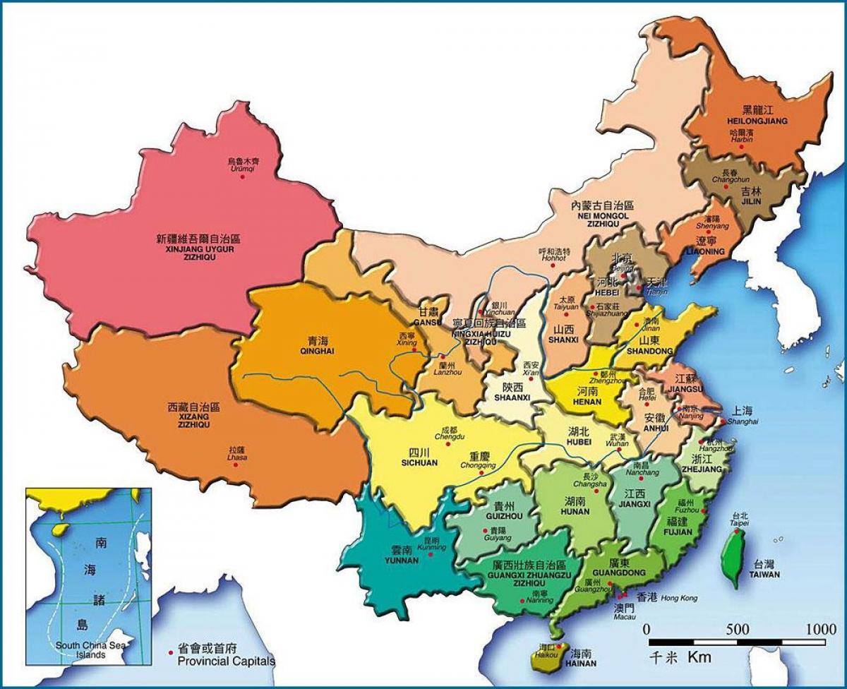 नक्शा चीन के प्रांतों