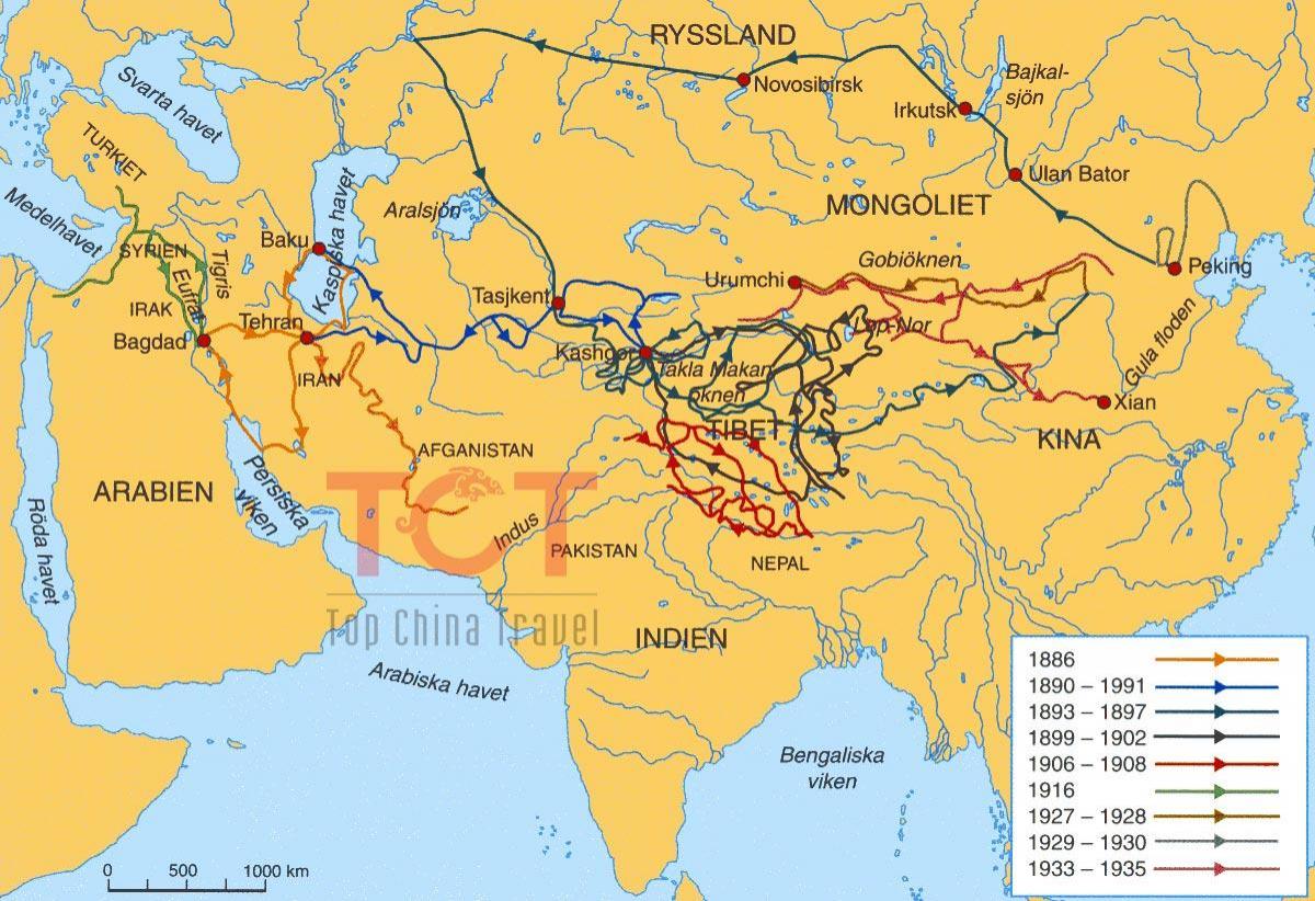 नक्शे के रेशम मार्ग प्राचीन चीन में