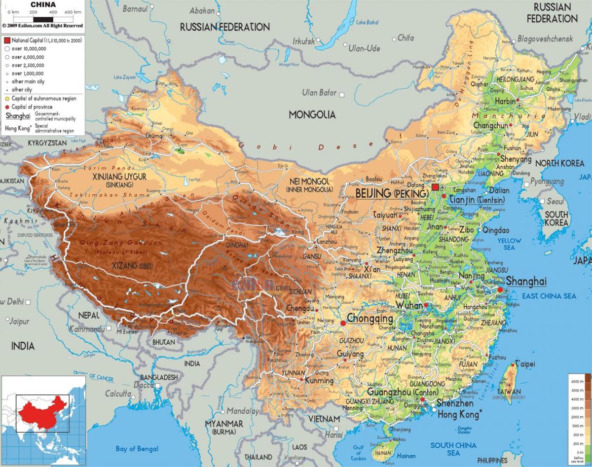 शारीरिक नक्शा चीन