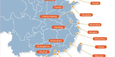नक्शे के चीनी बंदरगाहों