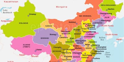 चीन के नक्शे के साथ अमेरिका