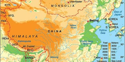 चीन ऊंचाई नक्शा