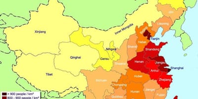 नक्शे में चीन की आबादी