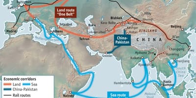चीन सिल्क रोड परियोजना का नक्शा