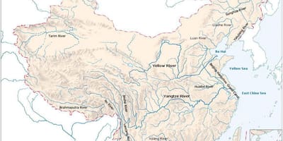 नदियों को चीन के नक्शे