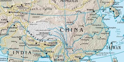चीन के नक्शे पहाड़ों