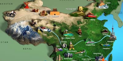 नक्शा चीन के पर्यटकों के आकर्षण