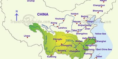 चीन के नक्शे यांग्त्ज़ी नदी