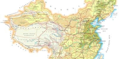 चीन स्थलाकृति मानचित्र