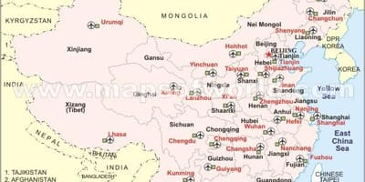 चीन अंतर्राष्ट्रीय हवाई अड्डों के नक्शे