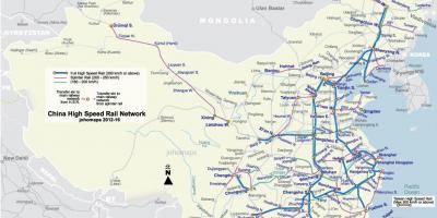 उच्च गति रेल चीन के नक्शे